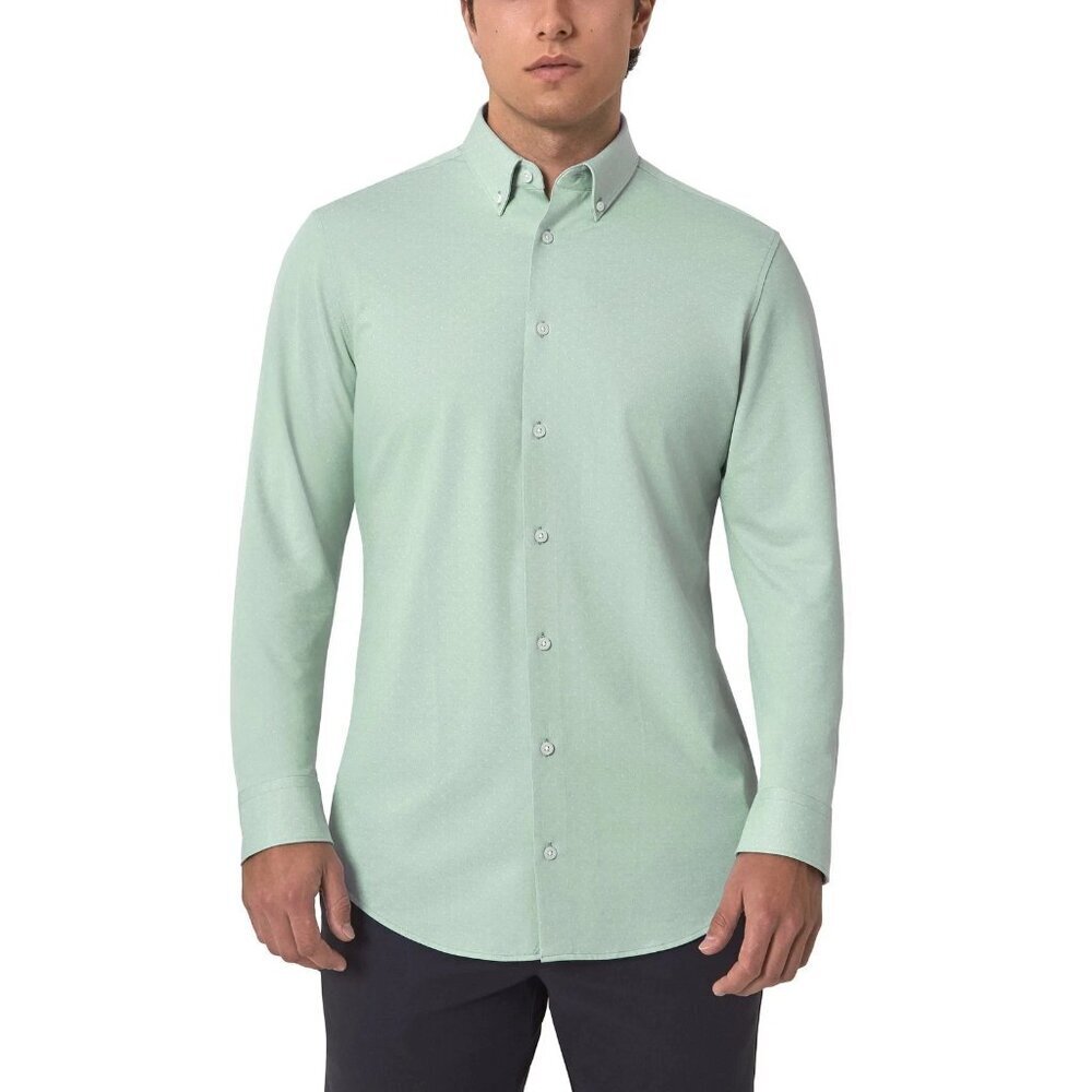NEW Modern Ambition Men's XL Mint Green Standard-Fit Knit Shirt Button-Down